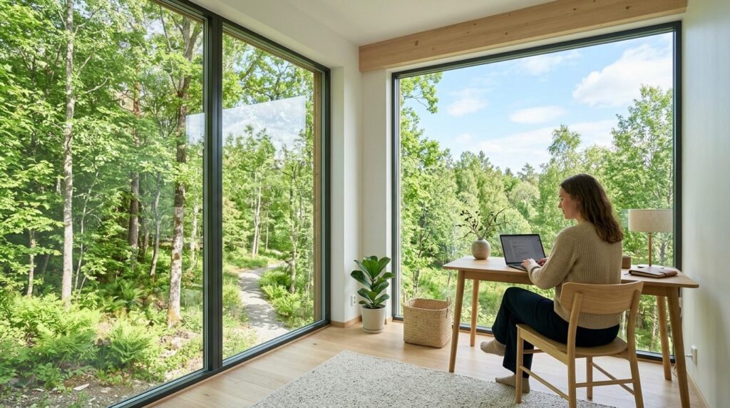 Modern Scandinavian home interior: Elegant bedroom or home o