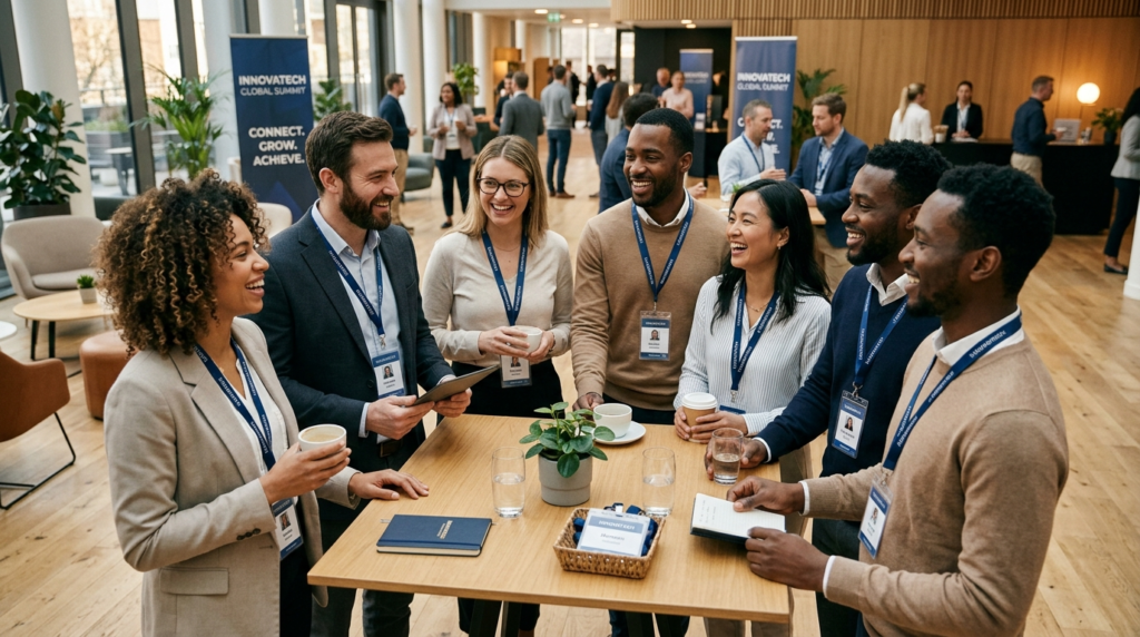 Overhead view of diverse workplace team members at a corpora