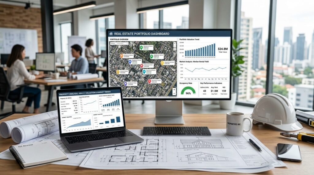 Modern real estate portfolio visualization: Birds eye view 